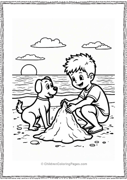 Building A Sandcastle With A Dog Free PDF Printable