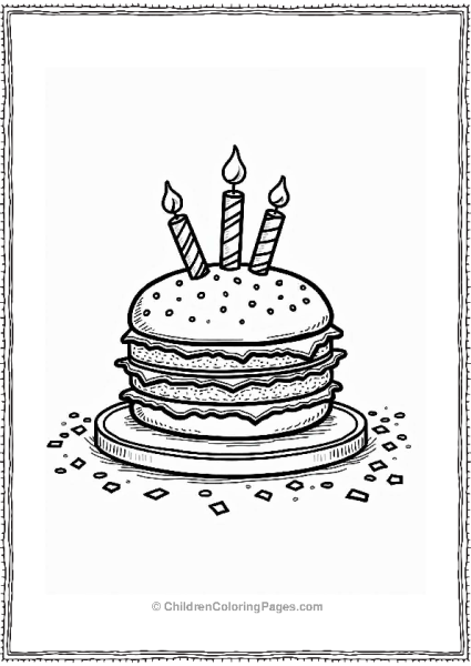 Burger Cake With Candles And Confetti Free PDF Printable