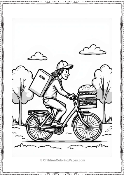 Burger Delivery Bike In The Park Free PDF Printable