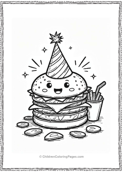 Burger Friends At A Party Free PDF Printable