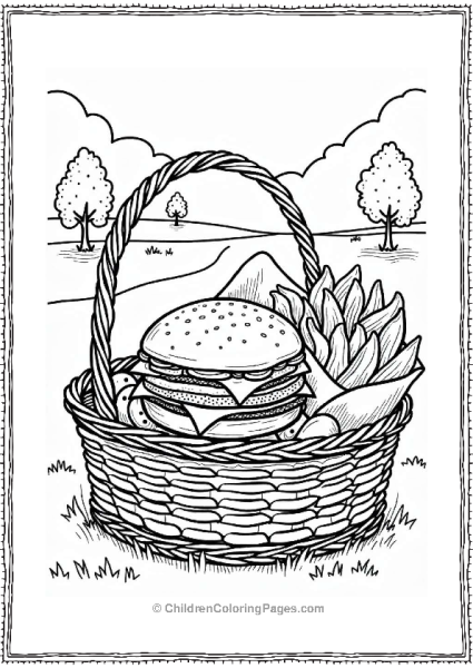 Burger Picnic Basket In The Park Free PDF Printable