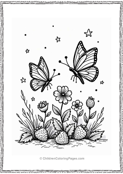 Butterflies Over Strawberry Patch Free PDF Printable