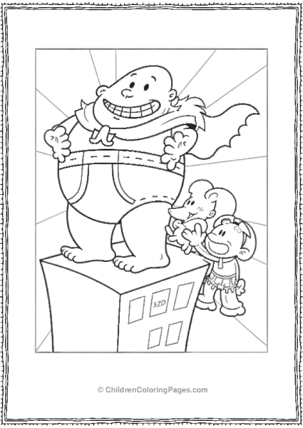 Captain Underpants And The Little Guys On A Building Free PDF Printable