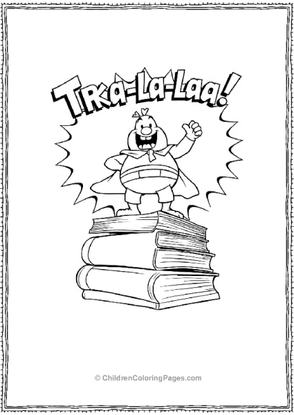 Captain Underpants Heroic Pose On Books Free PDF Printable