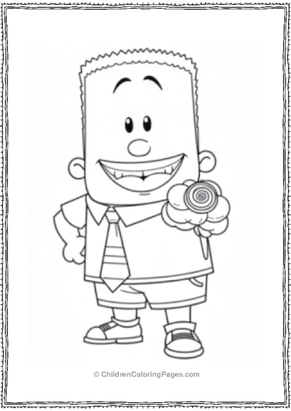 Captain Underpants Holding A Lollipop Free PDF Printable