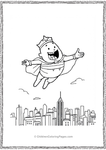 Captain Underpants Soaring Over City Skyline Free PDF Printable