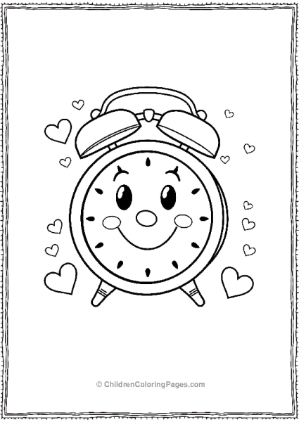 Cartoon Alarm Clock With Smiling Face Free PDF Printable