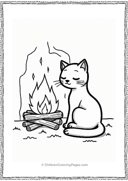 Cat By The Fireplace Free PDF Printable