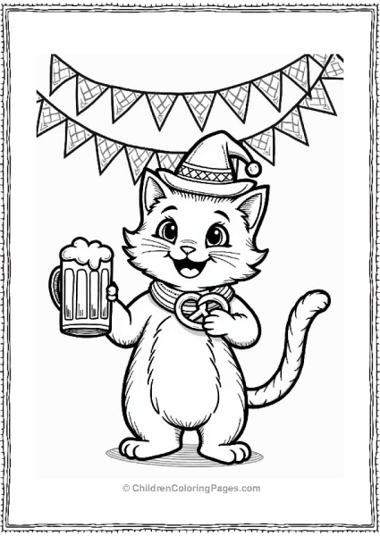 Cat Enjoying Oktoberfest Free PDF Printable