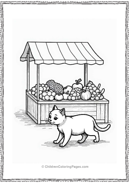 Cat Exploring A Market Stall Free PDF Printable