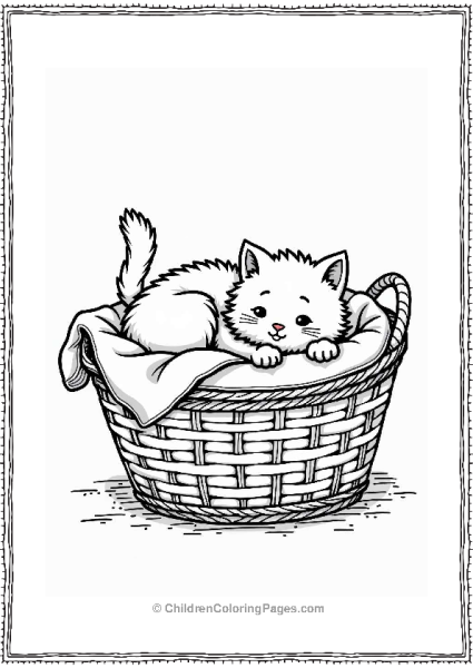 Cat In A Cozy Basket Free PDF Printable