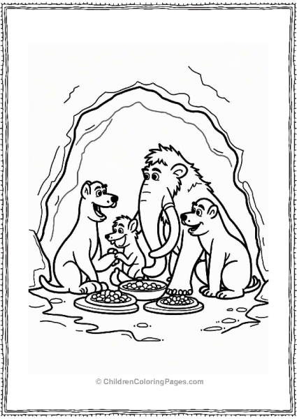 Cave Family Gathering In Ice Age Free PDF Printable