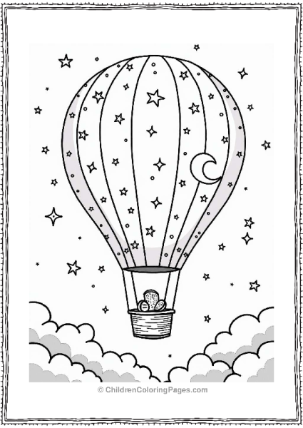 Celestial Hot Air Balloon In A Starry Sky Free PDF Printable