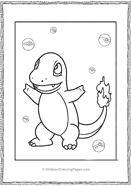 Charizard Coloring Page With Pokeballs Free PDF Printable