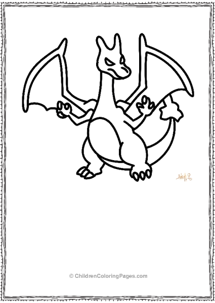 Charizard Line Art Free PDF Printable