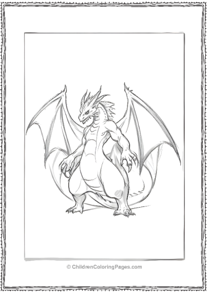 Charizard Sketch With Wings Free PDF Printable