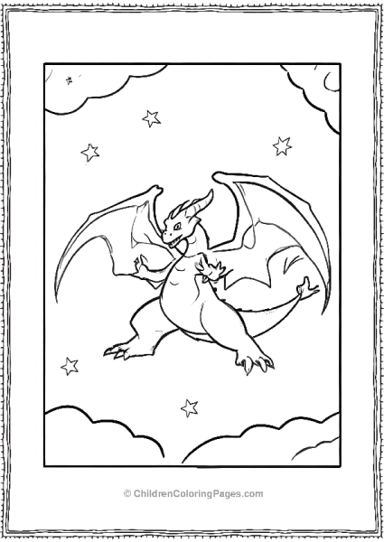 Charizard Soaring Through The Night Sky Free PDF Printable