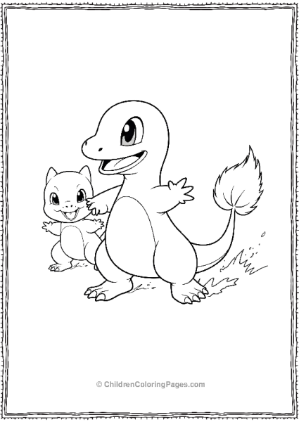 Charmander And Charmeleon Friends Playing Together Free PDF Printable