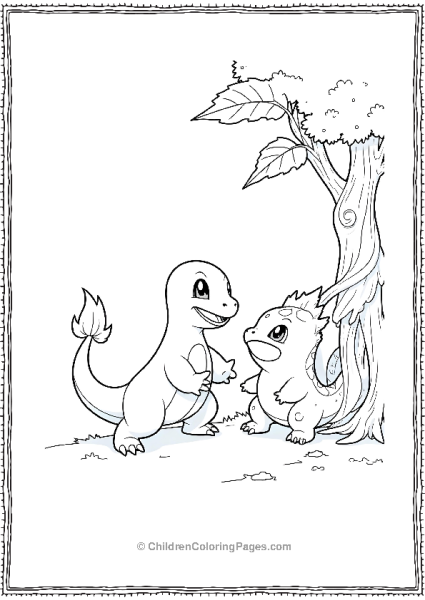 Charmander And Charmeleon Friends Under A Tree Free PDF Printable