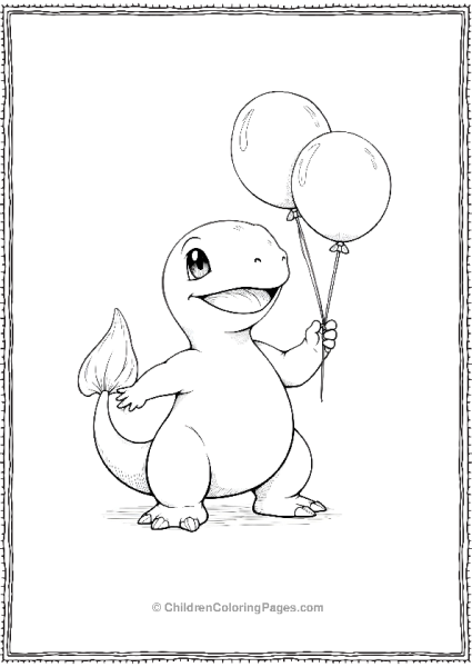 Charmander Celebrates With Balloons Free PDF Printable