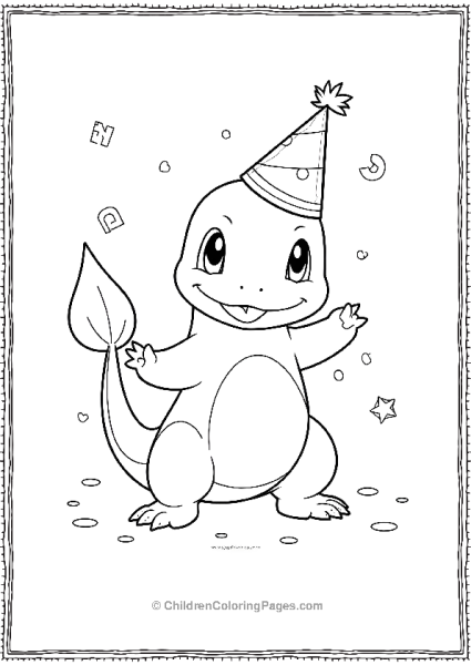 Charmander Celebrating Birthday With Party Hat Free PDF Printable