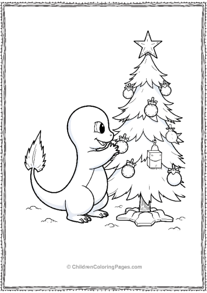 Charmander Decorating A Christmas Tree Free PDF Printable