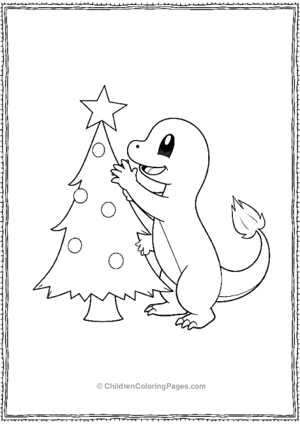 Charmander Decorating Christmas Tree Free PDF Printable