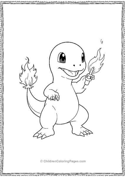 Charmander Extinguishing Fire With Torch Free PDF Printable