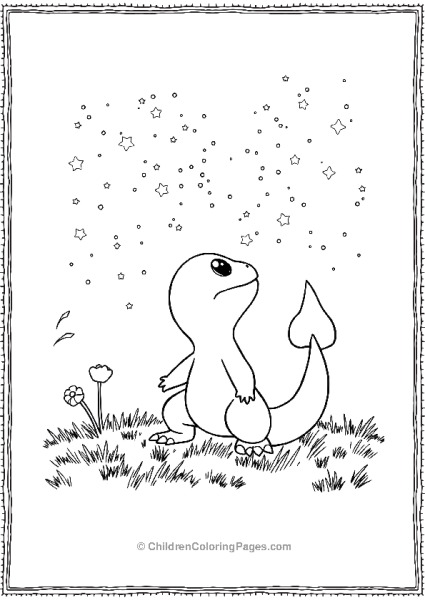 Charmander Gazing At Stars In Springtime Free PDF Printable