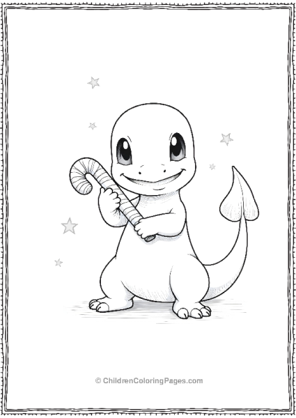 Charmander Sharing Candy Canes For Christmas Free PDF Printable