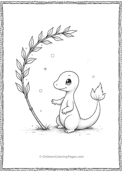 Charmander Sitting Under A Branch  Free PDF Printable