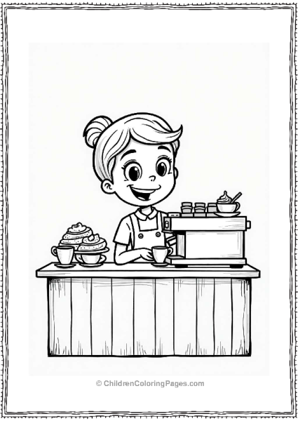 Cheerful Barista At A Coffee Shop Free PDF Printable