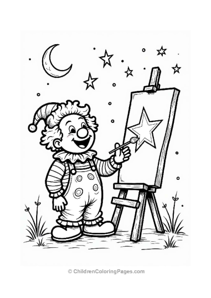 Cheerful Clown Painting Under Moonlight Free PDF Printable