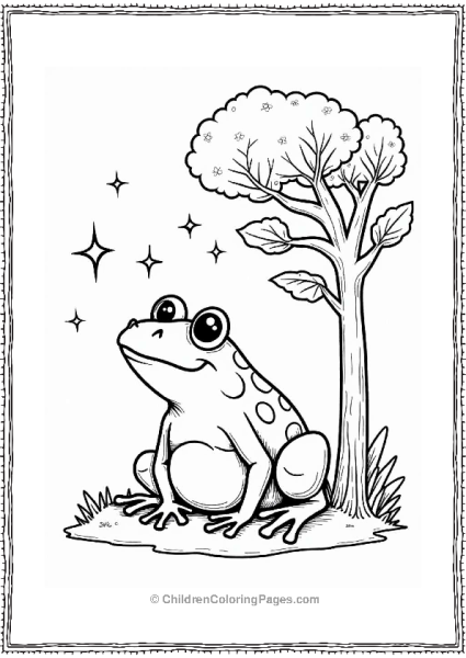 Cheerful Frog Under A Tree Free PDF Printable