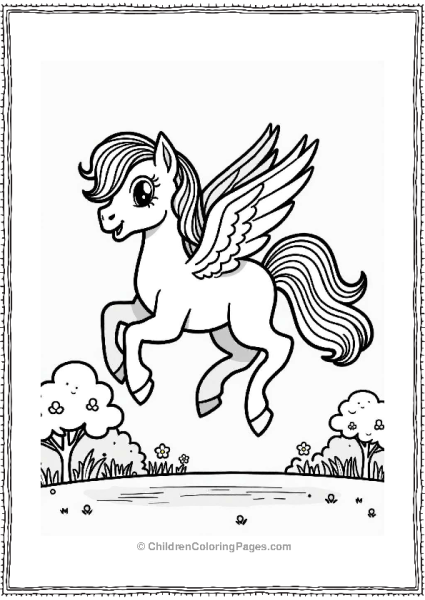 Cheerful Pegasus In A Sunny Park Free PDF Printable