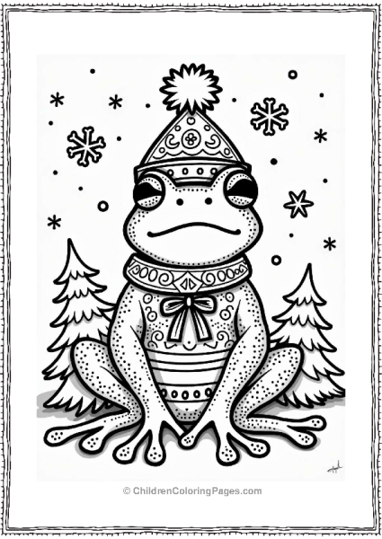 Cheerful Russian Frog In Winter Scene Free PDF Printable