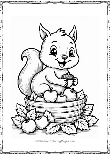 Cheerful Squirrel Among Autumn Leaves Free PDF Printable