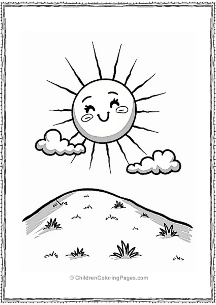 Cheerful Sun With Cloudy Shadows Free PDF Printable