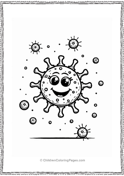 Cheerful Virus Character With Abstract Cells Free PDF Printable