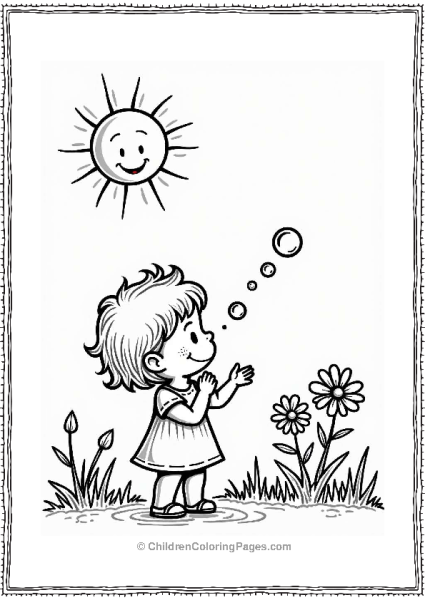 Child Blowing Bubbles In The Garden Free PDF Printable