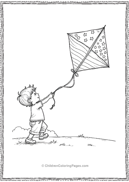 Child Flying A Kite Shaped Like A Flag Free PDF Printable