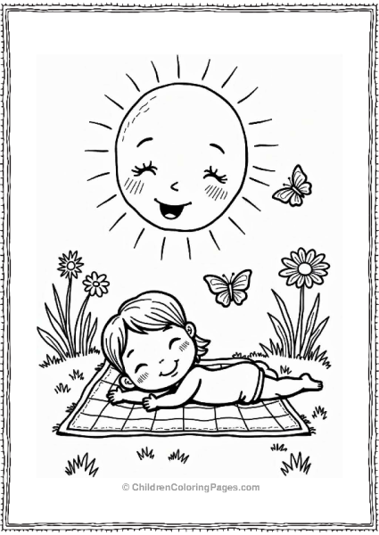 Child Picnic Under Smiling Sun Free PDF Printable