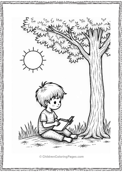 Child Reading Under A Tree Free PDF Printable