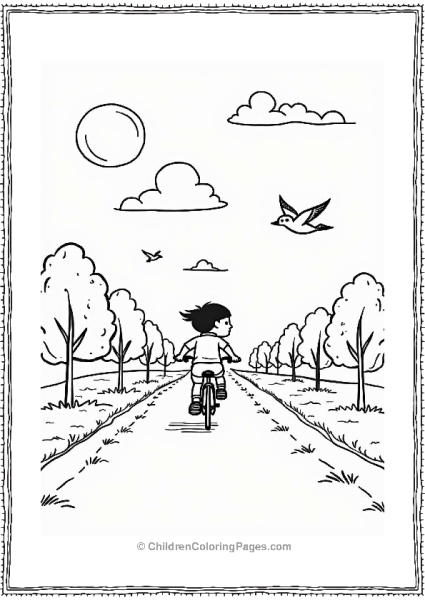 Child Riding Bicycle Under The Sun Free PDF Printable