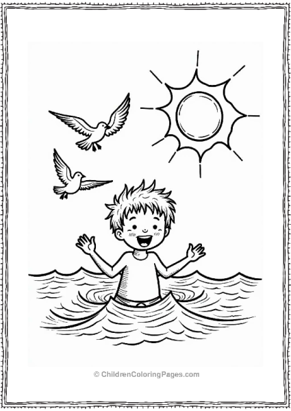 Child Splashing In Ocean Waves Free PDF Printable