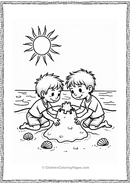 Children Building A Sandcastle In The Sun Free PDF Printable