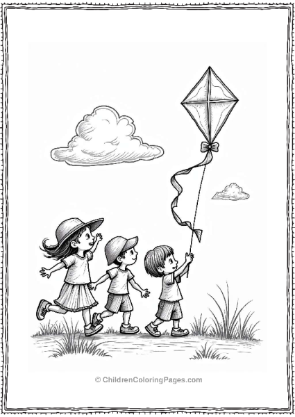 Children Flying Kites On A Breezy Day Free PDF Printable