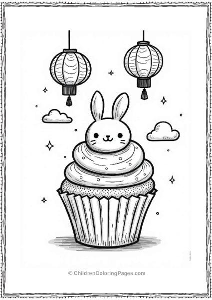 Chinese Mooncake Cupcake Illustration Free PDF Printable