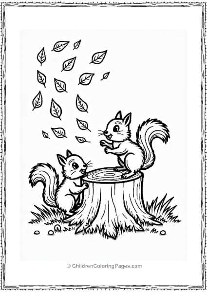 Chipmunks Playing Among Fall Leaves Free PDF Printable