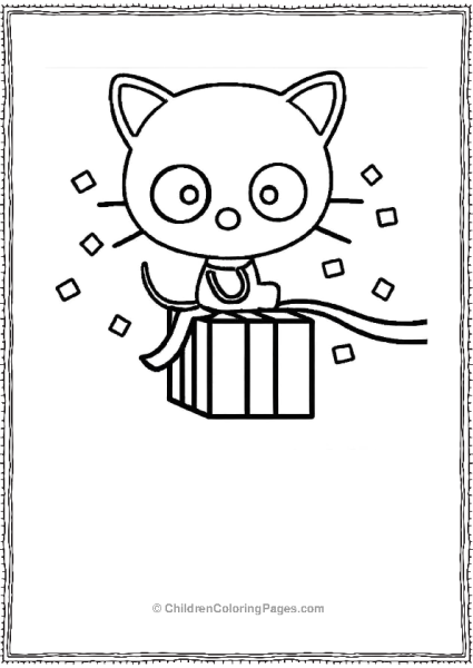 Chococat Siting On A Gift Box Free PDF Printable